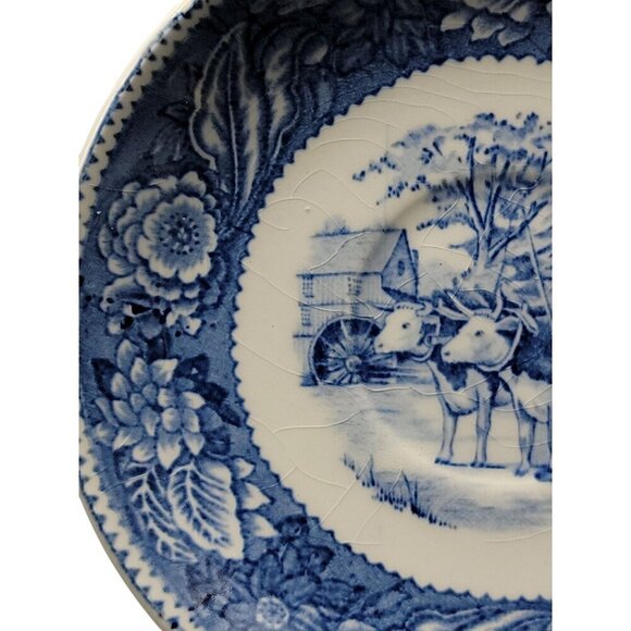 Wood & Sons Teacup & Saucer Blue Transferware Old Sturbridge Village Vintage - Picture 11 of 16